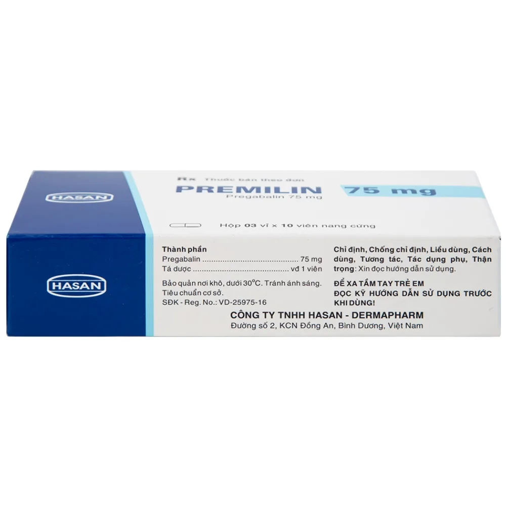 Hình ảnh Thuốc Premilin 75mg Hasan điều trị động kinh cục bộ (3 vỉ x 10 viên)