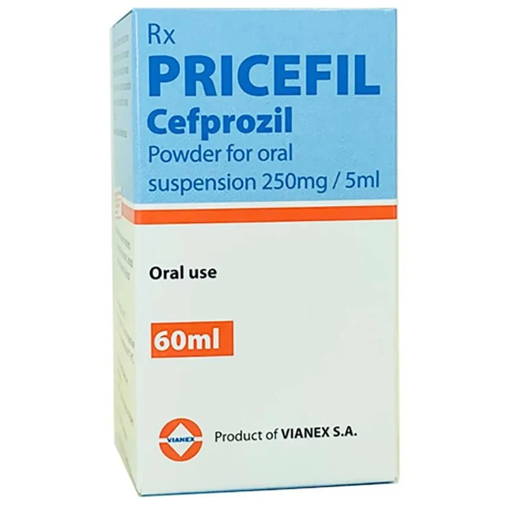 Hình ảnh Hỗn dịch Pricefil Cefprozil Vianex điều trị viêm họng, viêm amidan, viêm xoang (60ml)