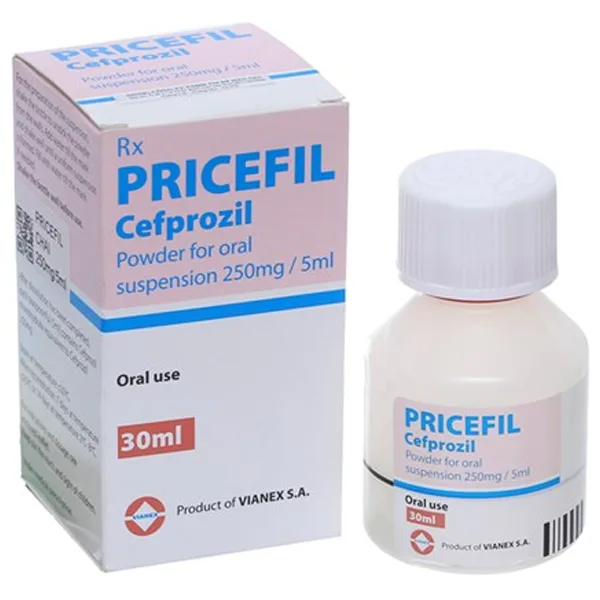 Hình ảnh Bột pha hỗn dịch uống Pricefil 250mg/5ml Vianex điều trị nhiễm khuẩn đường hô hấp (30ml)