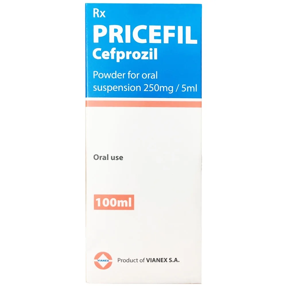 Hình ảnh Bột pha uống Pricefil Cefprozil 250mg/5ml Vianex điều trị nhiễm khuẩn đường hô hấp (100ml)