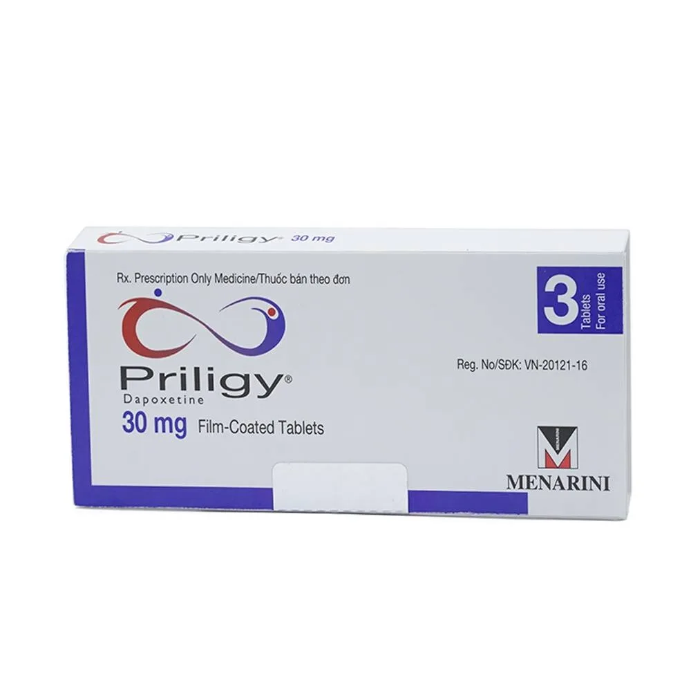 Hình ảnh Thuốc Priligy 30mg Menarini điều trị xuất tinh sớm (1 vỉ x 3 viên)