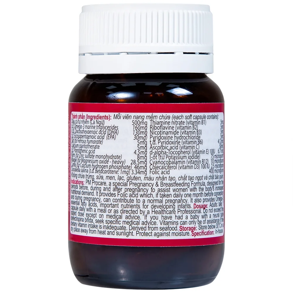 Hình ảnh Thuốc PM Procare Catalent bổ sung DHA, EPA, Vitamin và khoáng chất (30 viên)