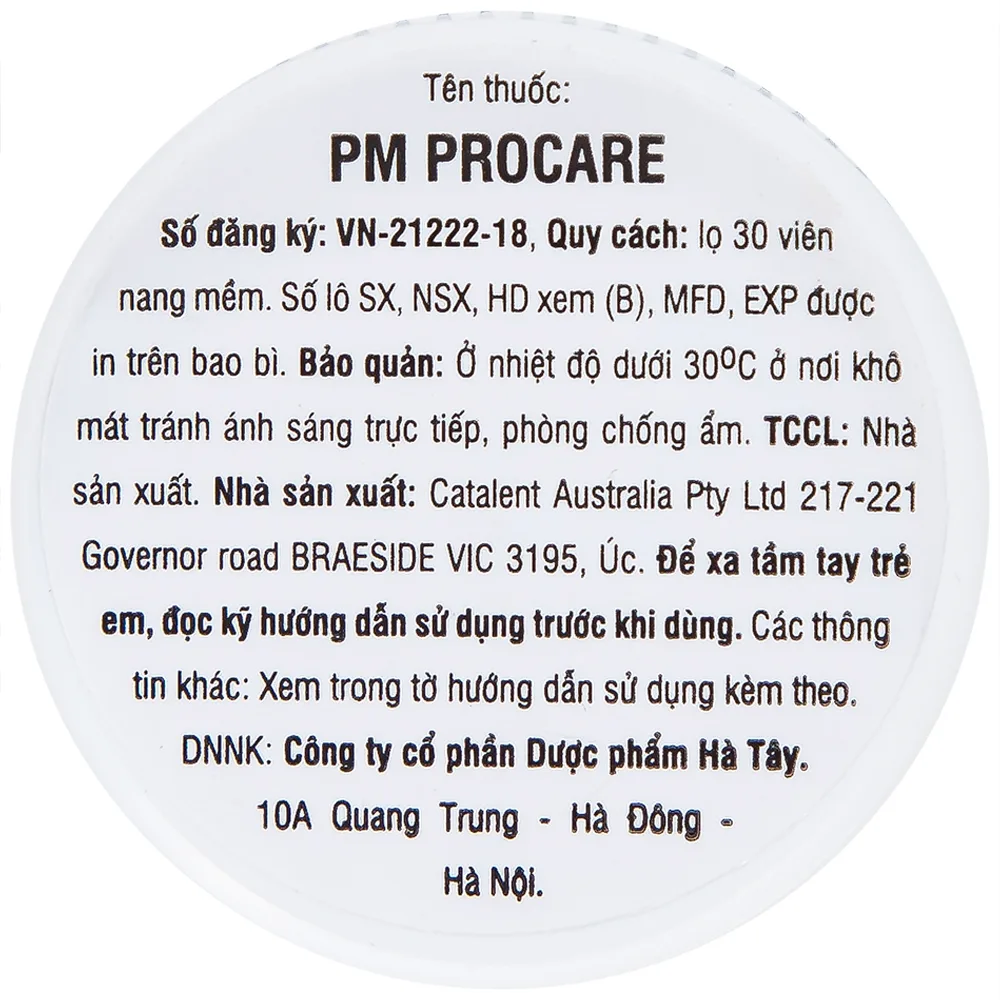 Hình ảnh Thuốc PM Procare Catalent bổ sung DHA, EPA, Vitamin và khoáng chất (30 viên)