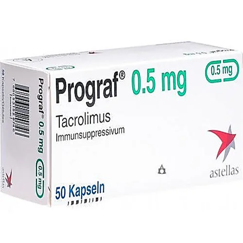 Hình ảnh Thuốc Prograf 0.5mg Astellas phòng ngừa sự đào thảo cơ quan ghép thận hoặc gan dị sinh (5 vỉ x 10 viên)