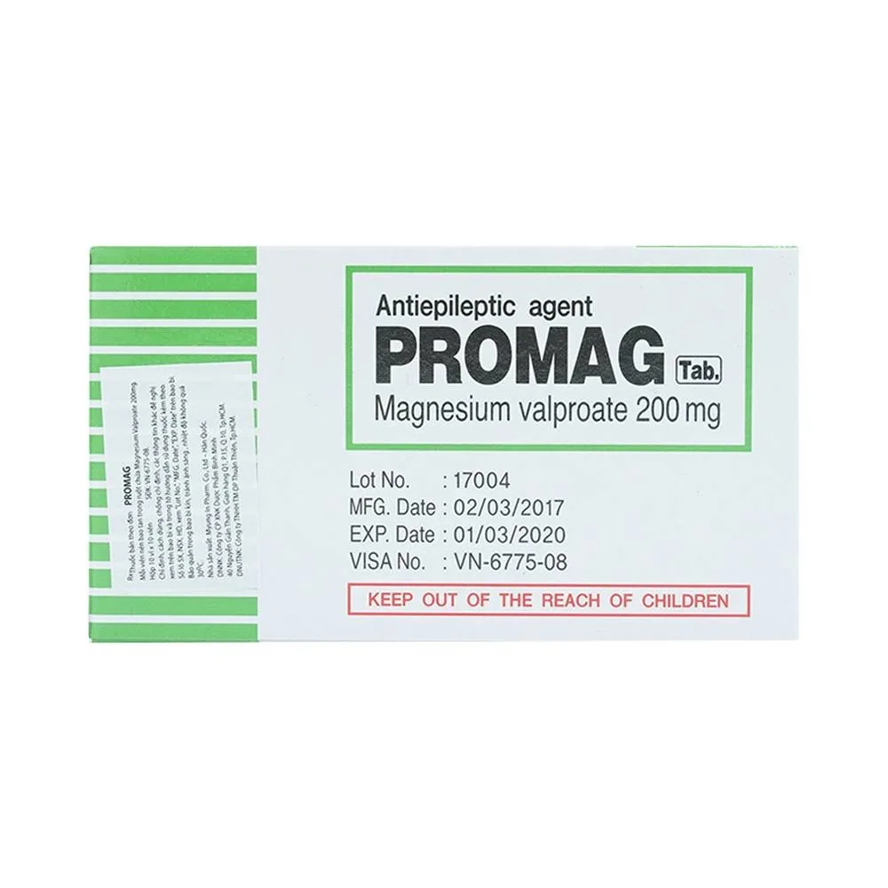 Hình ảnh Thuốc Promag Tab 200mg Myung In Pharm điều trị động kinh (10 vỉ x 10 viên)