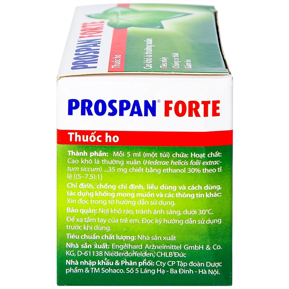 Hình ảnh Thuốc ho Prospan Forte Engelhard điều trị viêm đường hô hấp cấp (21 túi x 5ml)