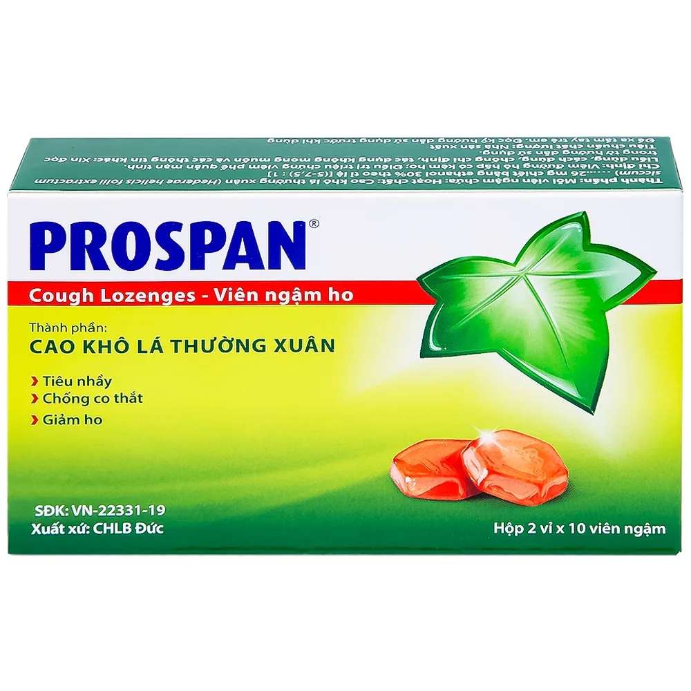 Hình ảnh Viên ngậm ho Prospan Engelhard điều trị viêm đường hô hấp cấp (2 vỉ x 10 viên)