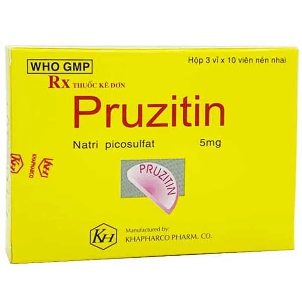 Hình ảnh Viên nhai Pruzitin 5mg Khaphaco điều trị táo bón (3 vỉ x 10 viên)