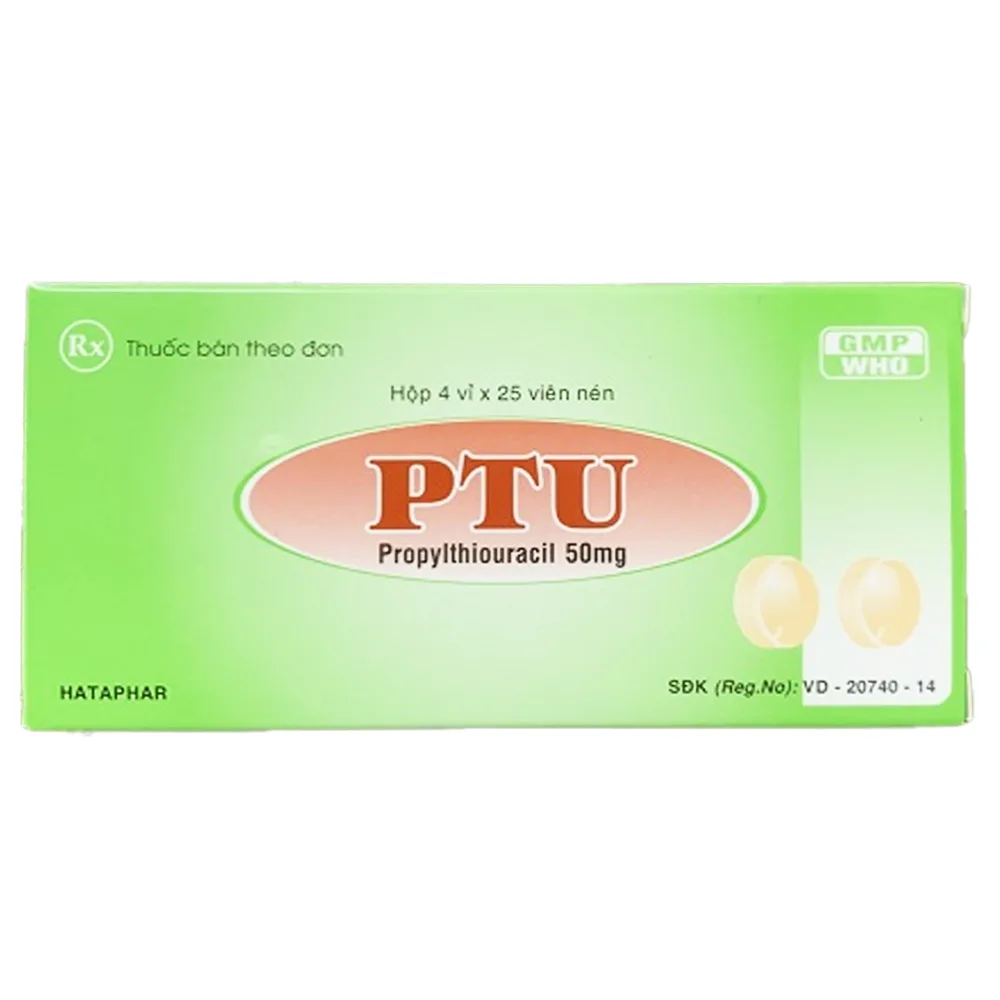 Hình ảnh Thuốc PTU 50mg Hataphar điều trị bệnh Basedow nhẹ hoặc trung bình (4 vỉ x 25 viên)