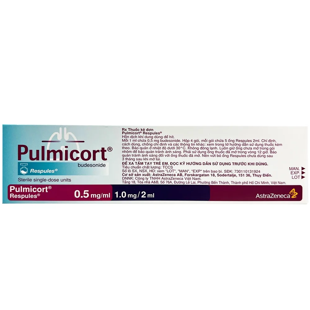 Hình ảnh Thuốc khí dung Pulmicort Respules 1mg/2ml AstraZeneca điều trị hen suyễn (4 vỉ x 5 ống x 2ml)