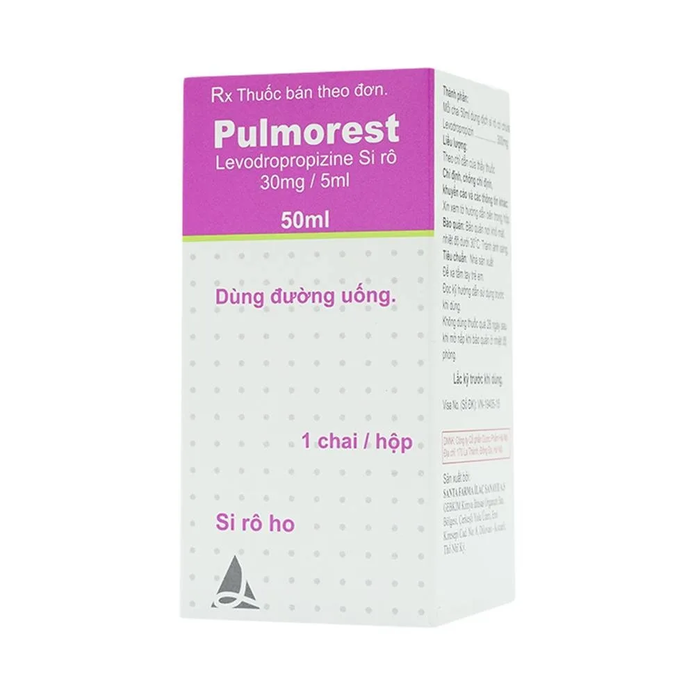 Hình ảnh Siro Pulmorest Santa điều trị triệu chứng kích thích ho, ho khan (50ml)