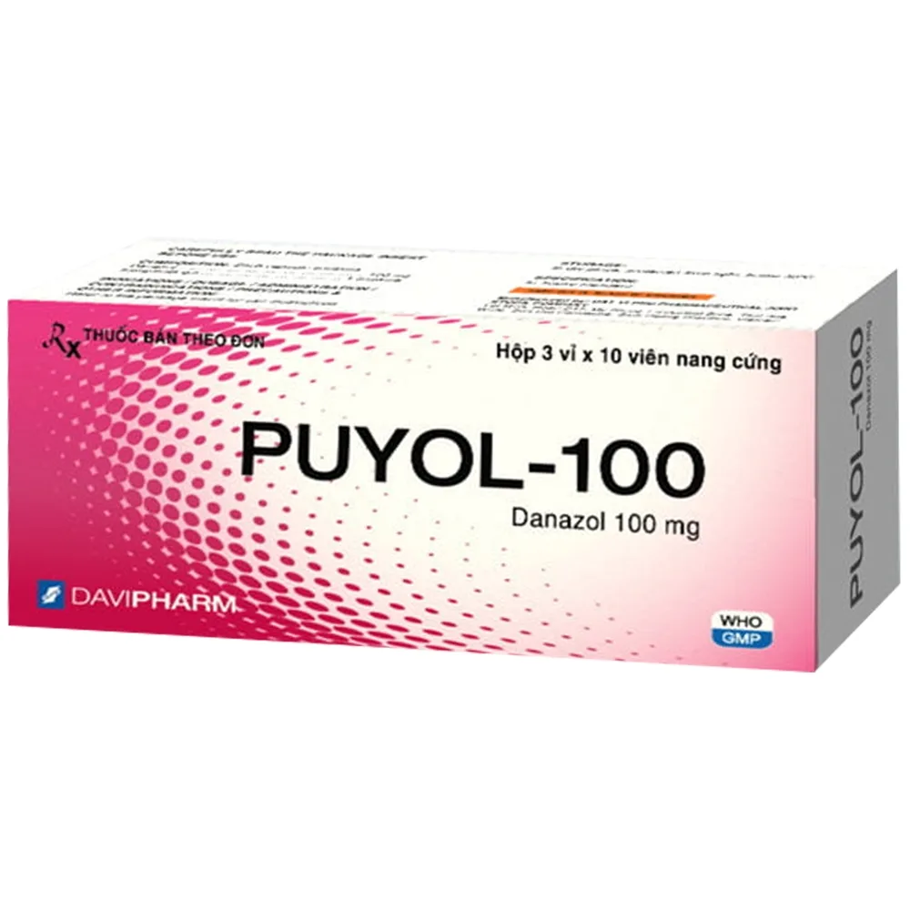 Hình ảnh Thuốc Puyol-100 Davipharm điều trị lạc nội mạc tử cung, đa kinh (3 vỉ x 10 viên)
