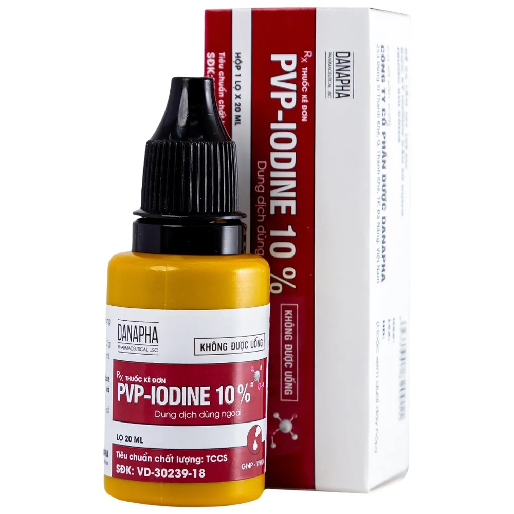 Hình ảnh Dung dịch PVP - IODINE 10% Danapha sát trùng vết thương hoặc vết bỏng bề mặt (20ml)