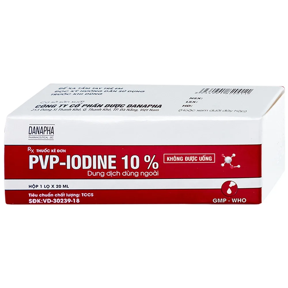 Hình ảnh Dung dịch PVP - IODINE 10% Danapha sát trùng vết thương hoặc vết bỏng bề mặt (20ml)