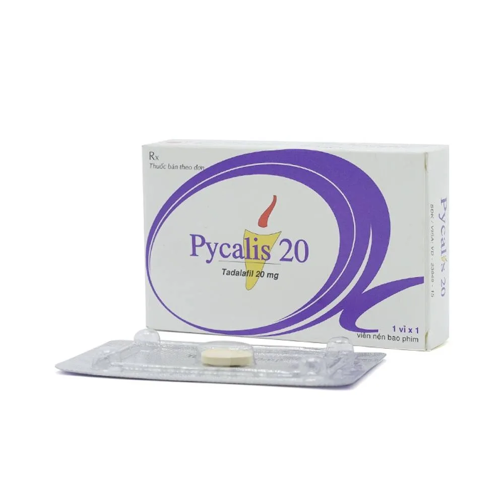Hình ảnh Thuốc Pycalis 20 Pymepharco điều trị hỗ trợ rối loạn cương dương (1 vỉ x 1 viên)