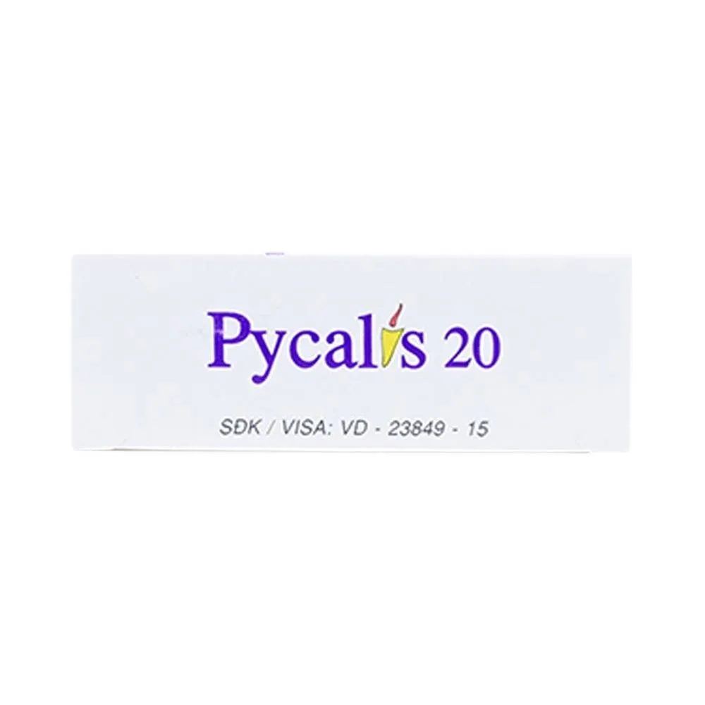 Hình ảnh Thuốc Pycalis 20 Pymepharco điều trị hỗ trợ rối loạn cương dương (1 vỉ x 1 viên)