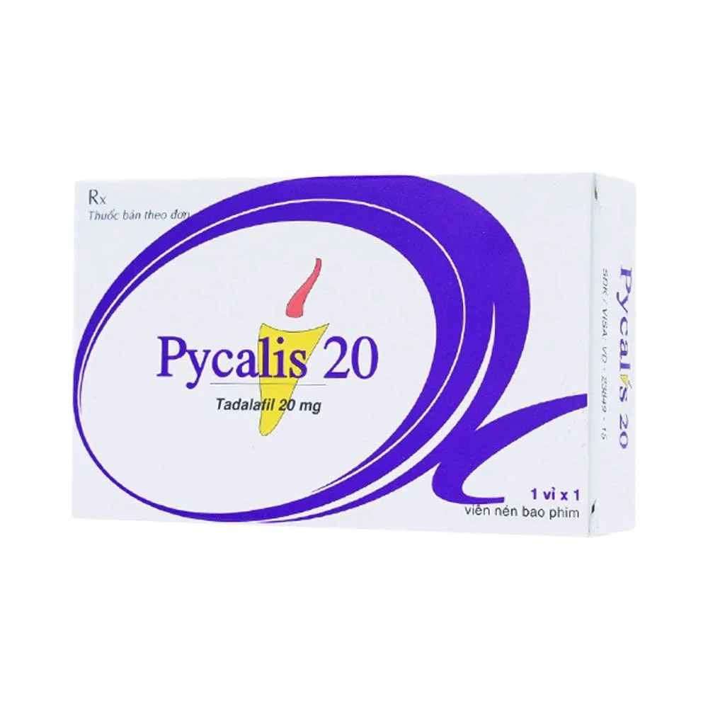 Hình ảnh Thuốc Pycalis 20 Pymepharco điều trị hỗ trợ rối loạn cương dương (1 vỉ x 1 viên)