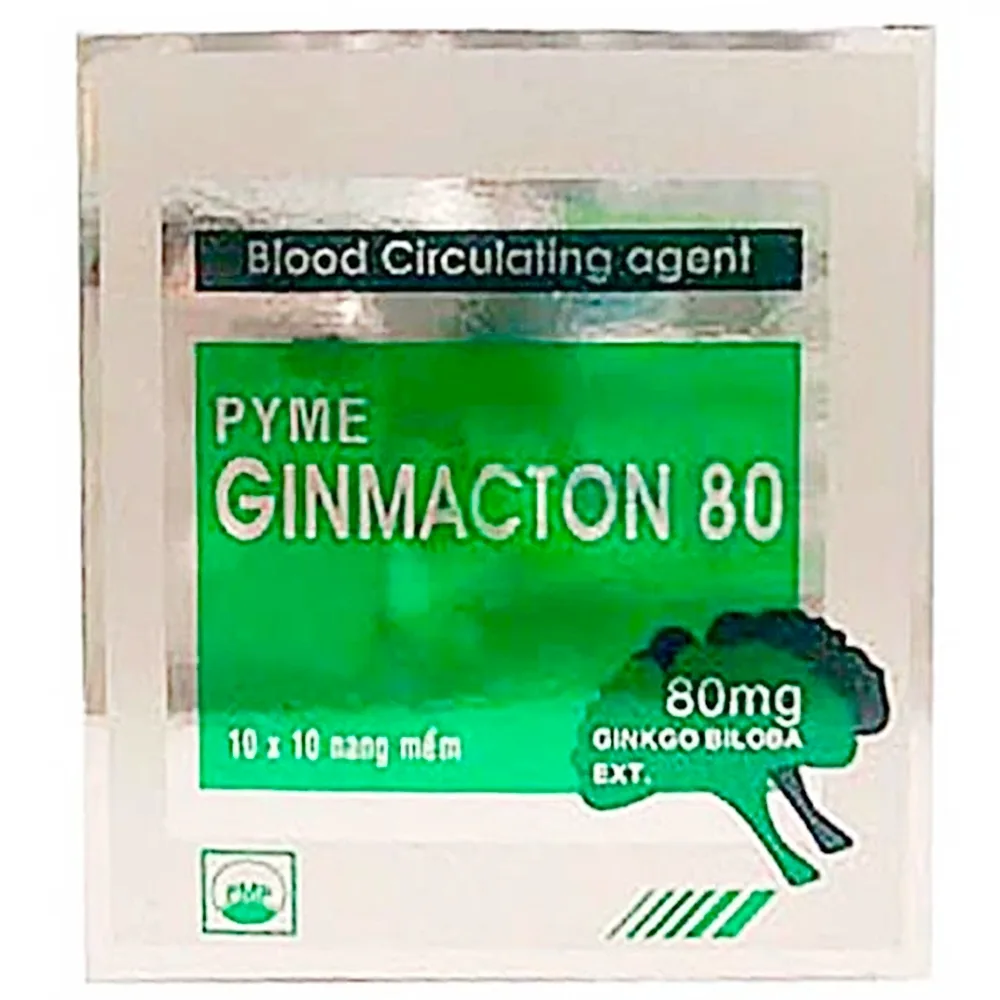Hình ảnh Thuốc Pyme Ginmacton 80mg Pymepharco điều trị rối loạn mạch máu ngoại biên (10 vỉ x 10 viên)