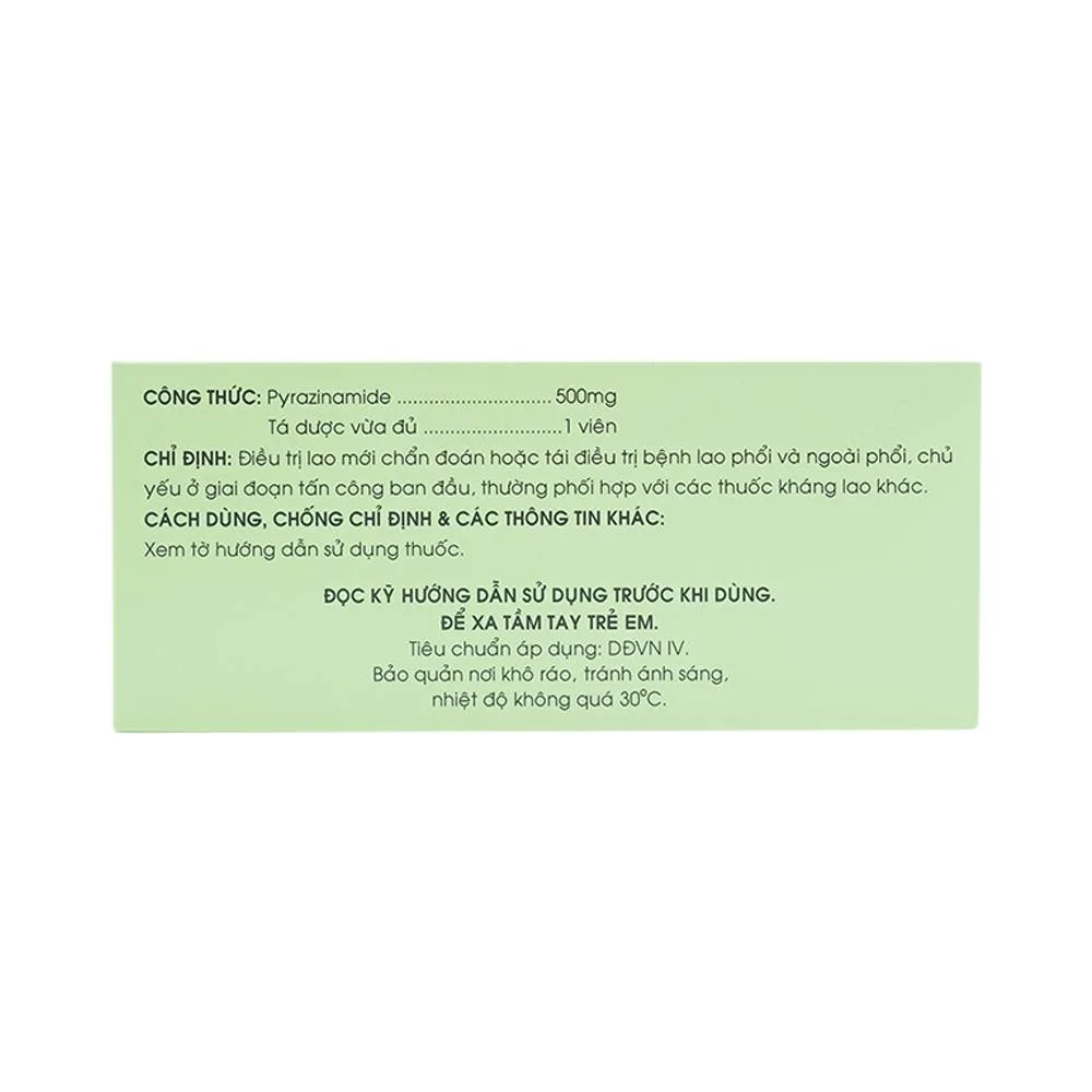 Hình ảnh Thuốc Pyrazinamide 500mg Mekophar điều trị bệnh lao phổi (10 vỉ x 10 viên)