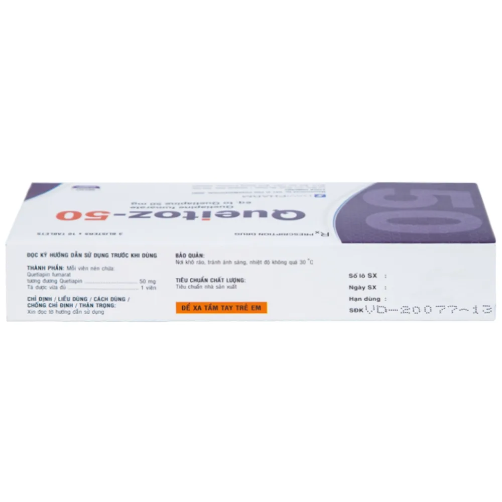 Hình ảnh Thuốc Queitoz-50 Davipharm điều trị tâm thần phân liệt, rối loạn lưỡng cực (3 vỉ x 10 viên) 