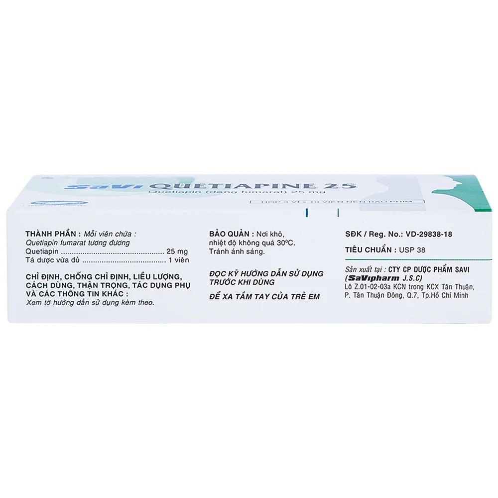 Hình ảnh Thuốc Savi Quetiapine 25 điều trị tâm thần phân liệt (3 vỉ x 10 viên)