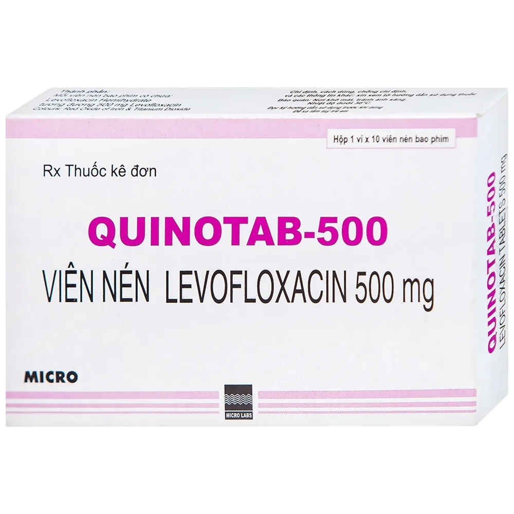 Hình ảnh Thuốc Quinotab-500 Micro điều trị các chứng nhiễm trùng (1 vỉ x 10 viên)