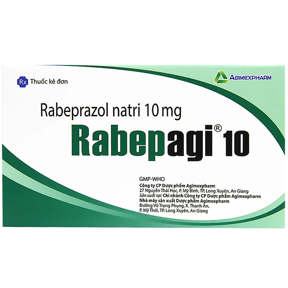 Hình ảnh Thuốc Rabepagi 10 Agimexpharm điều trị loét tá tràng - dạ dày cấp tính (6 vỉ x 10 viên)