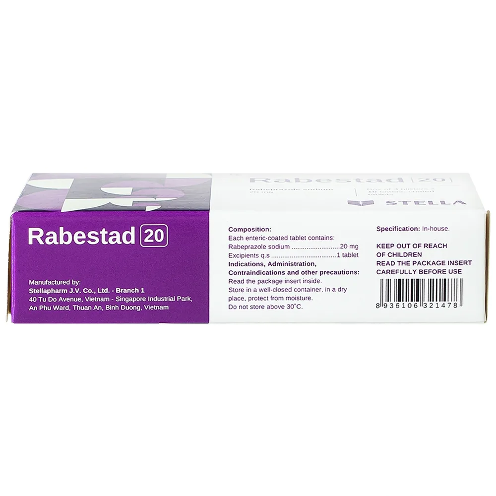 Hình ảnh Thuốc Rabestad 20 Stella điều trị trào ngược dạ dày, thực quản (3 vỉ x 10 viên)