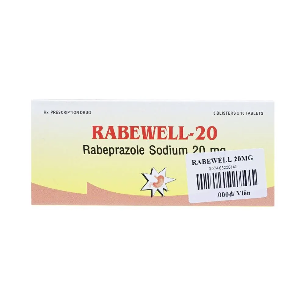 Hình ảnh Thuốc Rabewell 20mg Madras Pharm điều trị trào ngược dạ dày (3 vỉ x 10 viên)