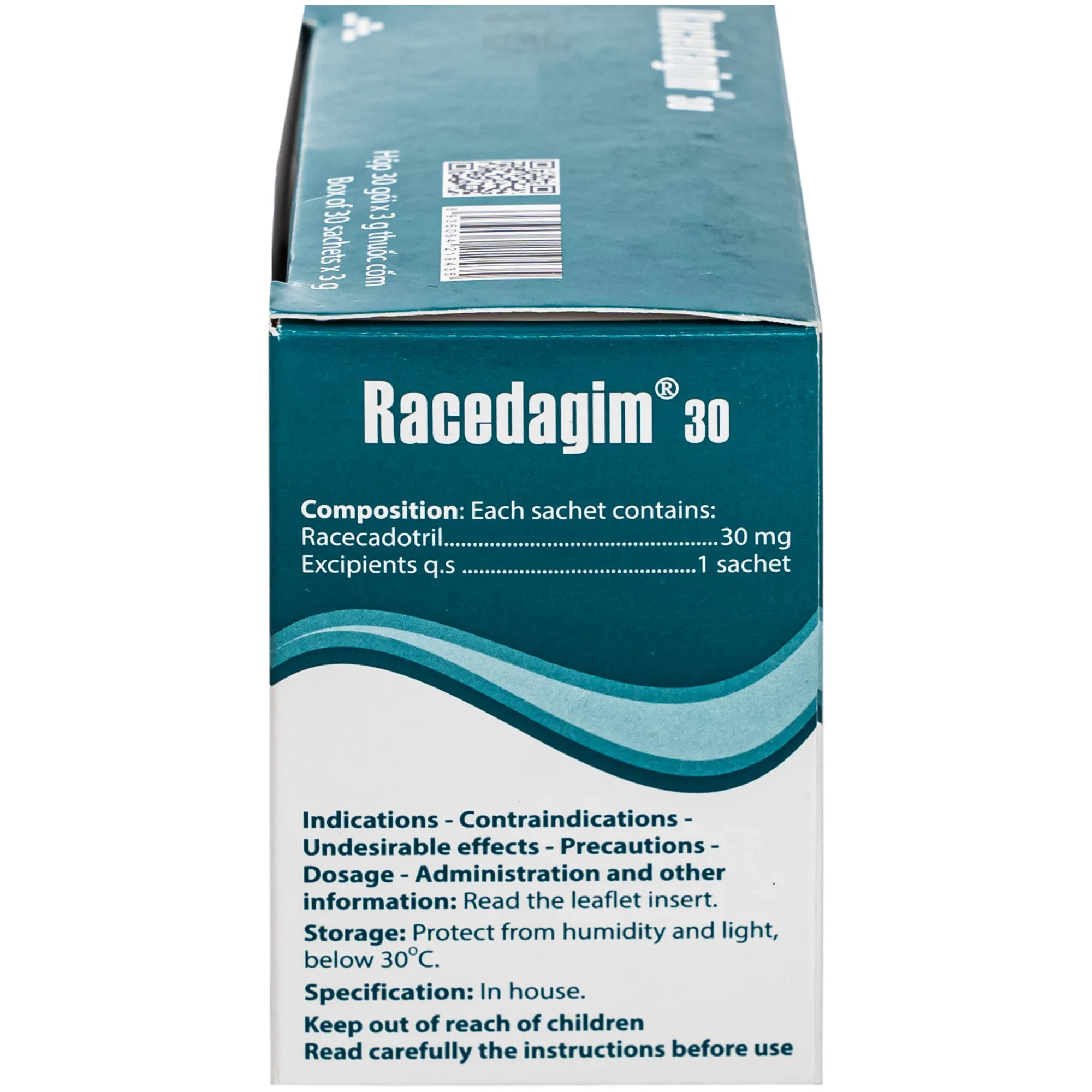 Hình ảnh Thuốc cốm Racedagim 30MG Agimexpharm điều trị tiêu chảy cấp ở trẻ em (30 gói x 3g)