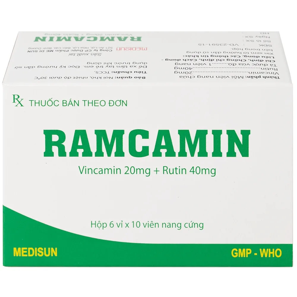 Hình ảnh Thuốc Ramcamin Medisun hỗ trợ điều trị tuần hoàn não, suy giảm trí nhớ (6 vỉ x 10 viên)