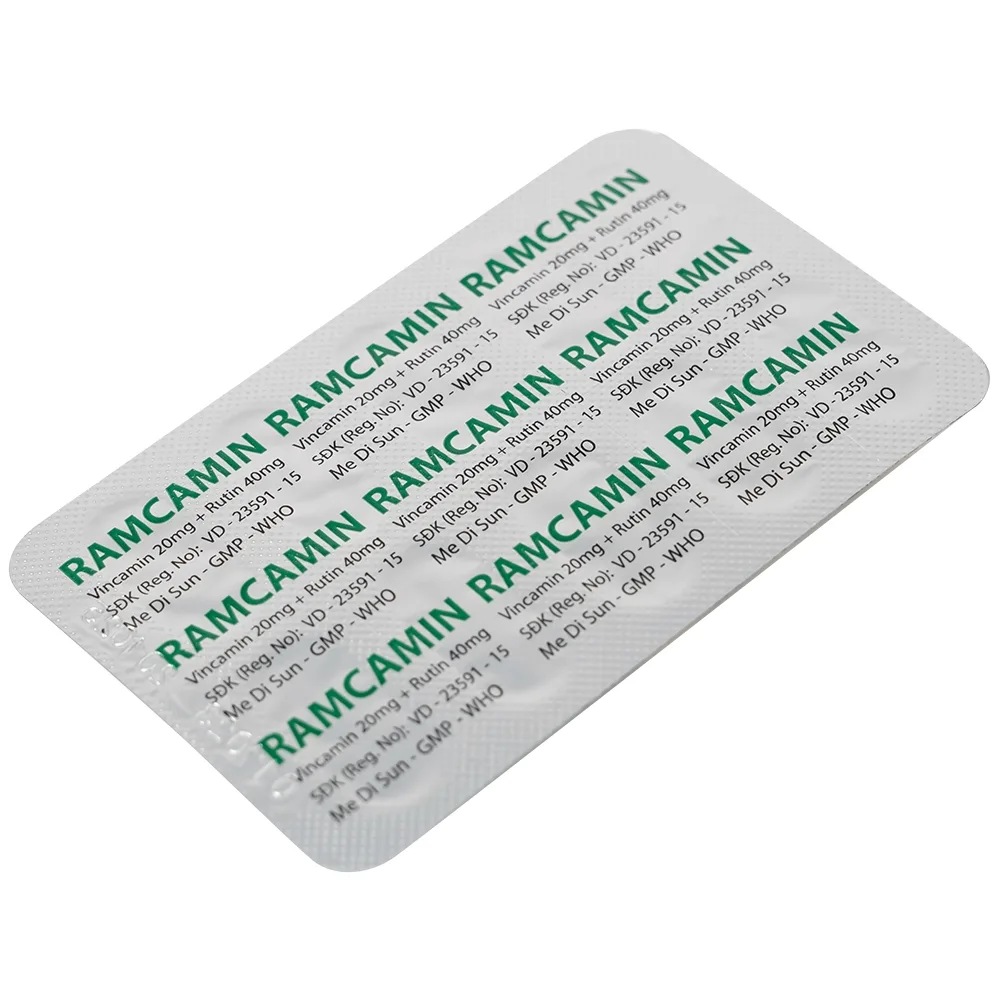 Hình ảnh Thuốc Ramcamin Medisun hỗ trợ điều trị tuần hoàn não, suy giảm trí nhớ (6 vỉ x 10 viên)