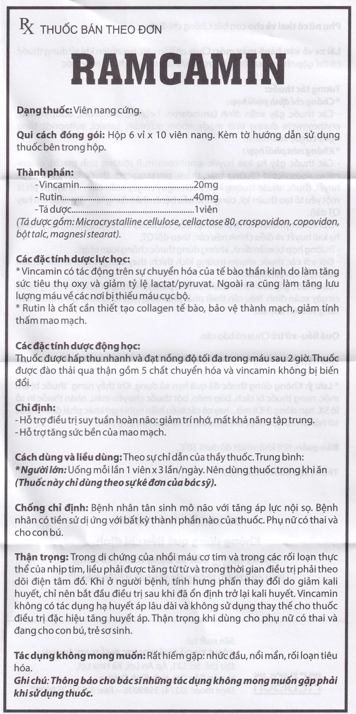 Hình ảnh Thuốc Ramcamin Medisun hỗ trợ điều trị tuần hoàn não, suy giảm trí nhớ (6 vỉ x 10 viên)