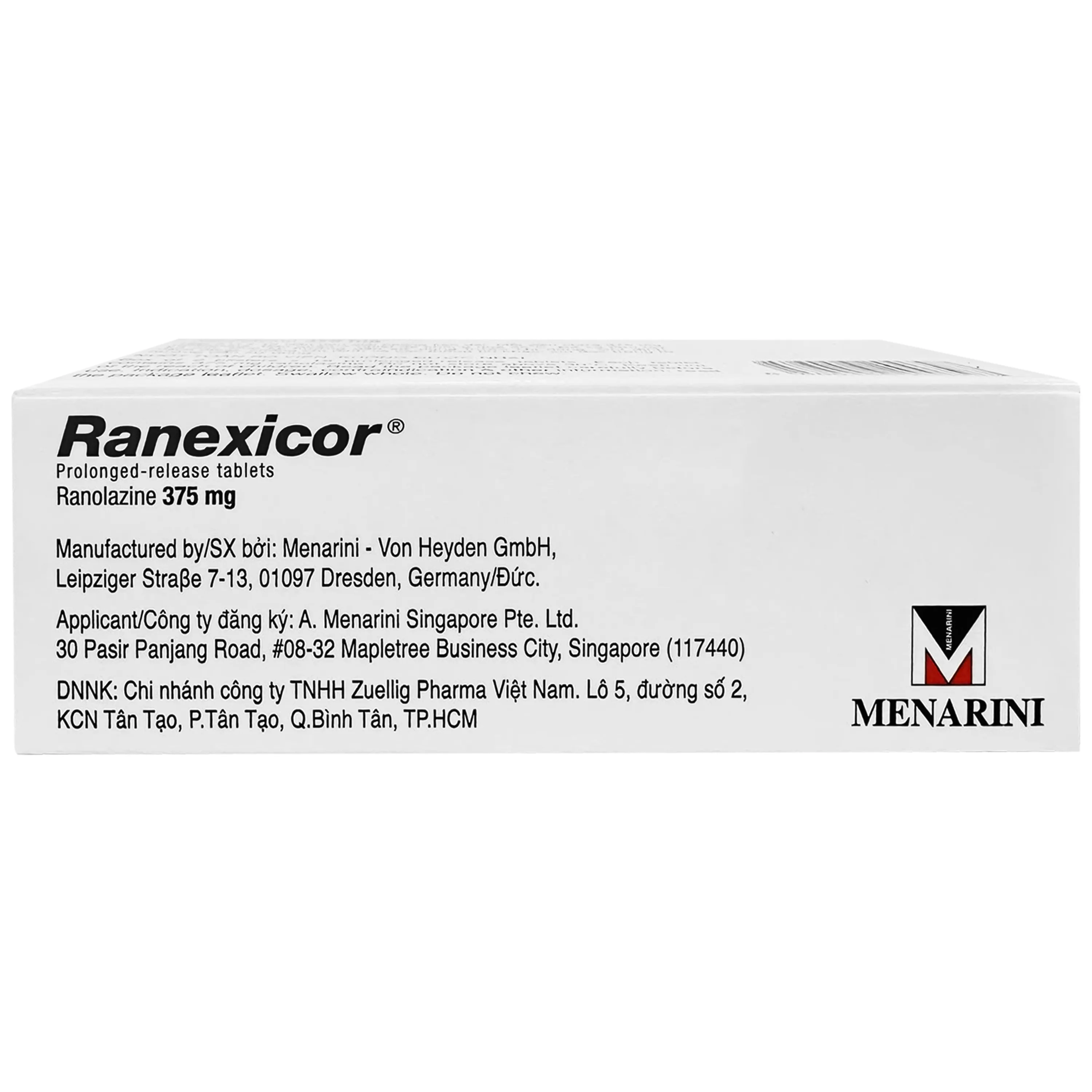 Hình ảnh Thuốc Ranexicor 375MG Menarini điều trị đau thắt ngực mãn tính (2 vỉ x 15 viên)