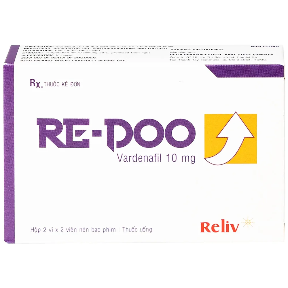 Hình ảnh Thuốc Re-Doo 10mg Reliv điều trị rối loạn chức năng cương dương (2 vỉ x 2 viên)