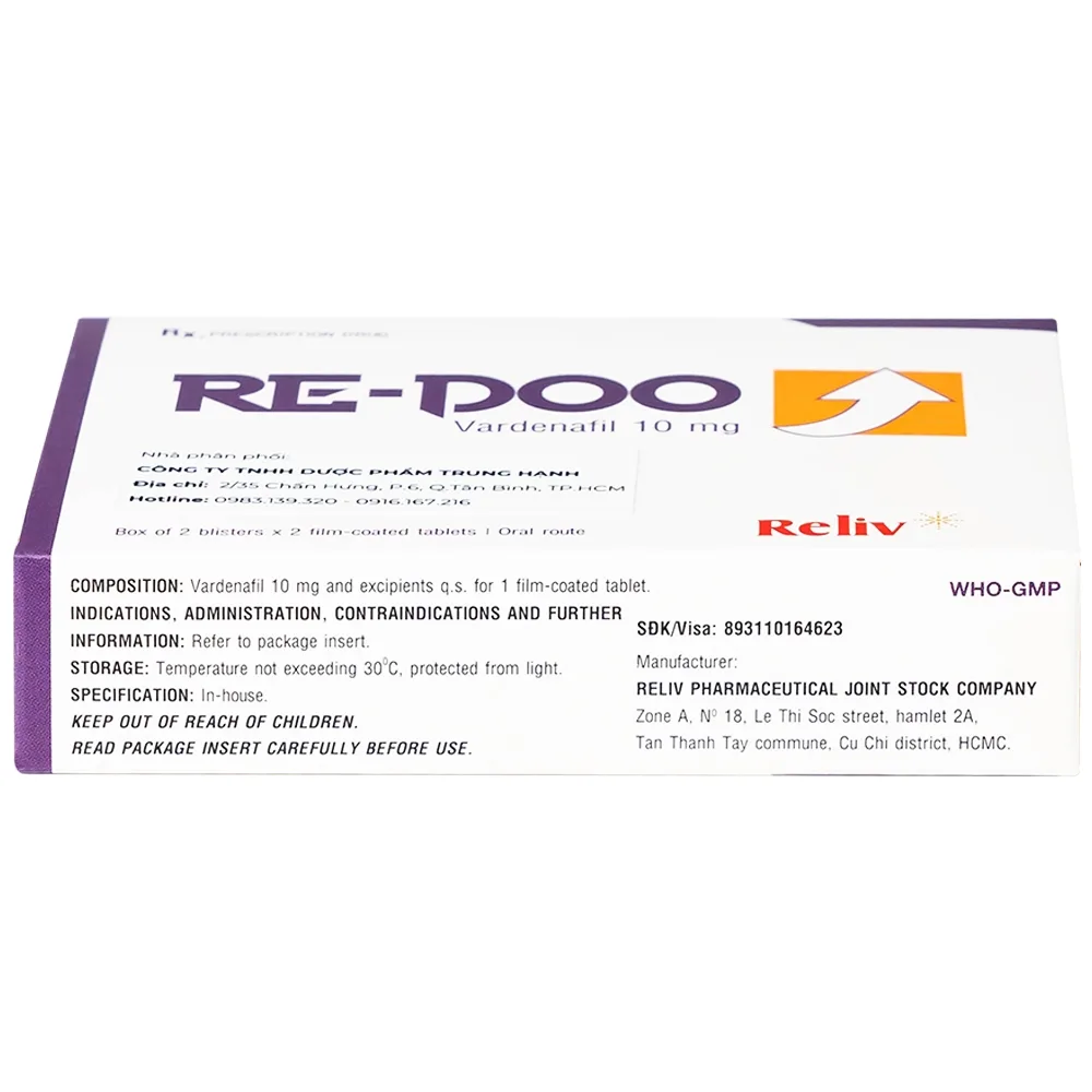 Hình ảnh Thuốc Re-Doo 10mg Reliv điều trị rối loạn chức năng cương dương (2 vỉ x 2 viên)