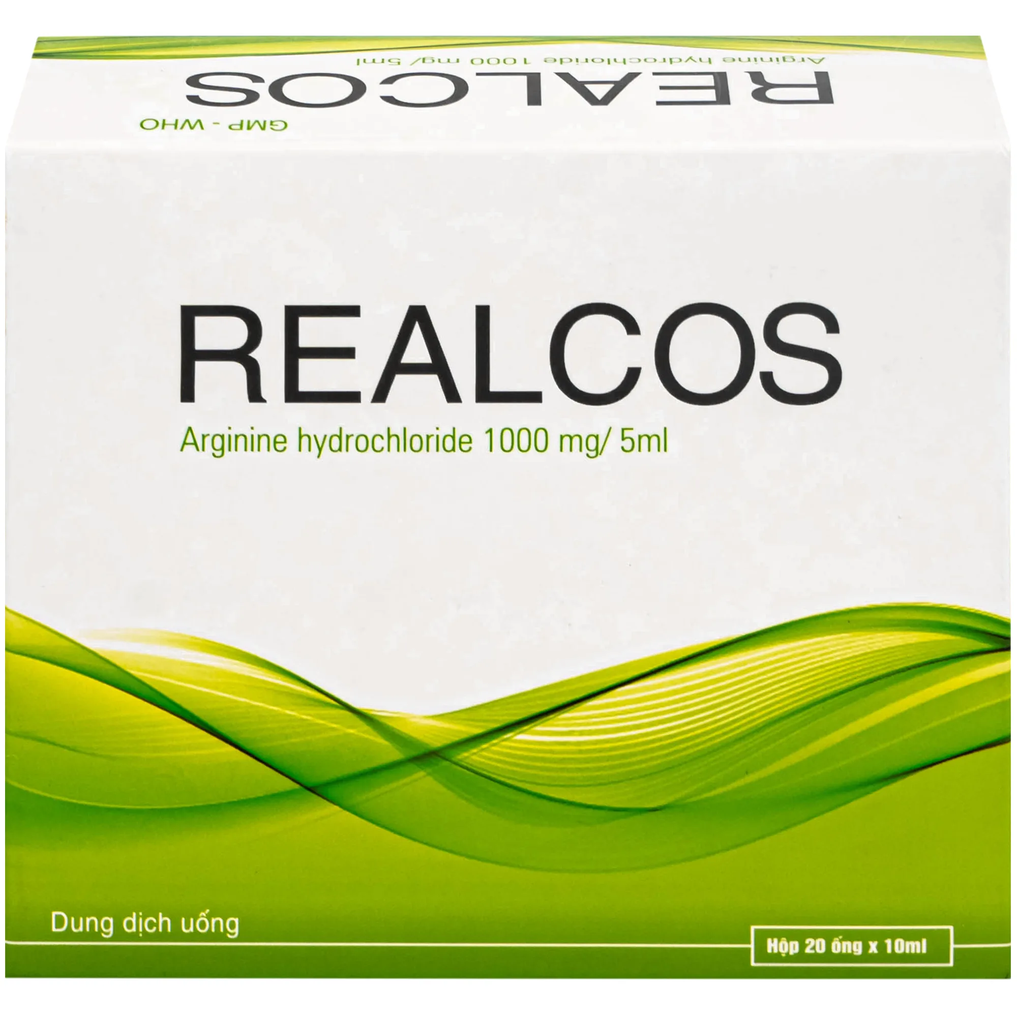 Hình ảnh Thuốc Realcos 1000mg/5ml Hà Nam điều trị các bệnh lý liên quan đến rối loạn chu trình urê, bao gồm thiếu hụt các enzyme (20 ống)