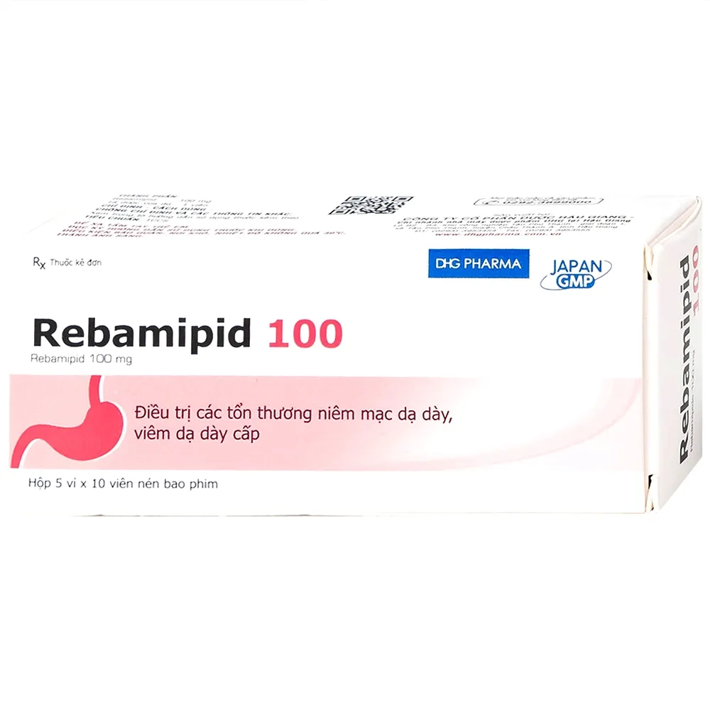 Hình ảnh Thuốc Rebamipid 100 DHG điều trị loét dạ dày (5 vỉ x 10 viên)
