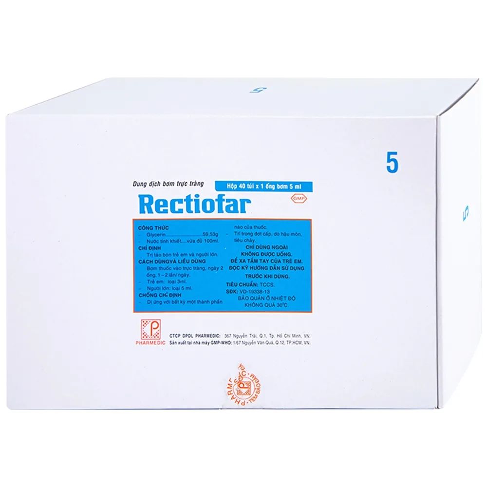 Hình ảnh Dung dịch Rectiofar Pharmedic điều trị táo bón (40 túi x 1 ống bơm 5ml)