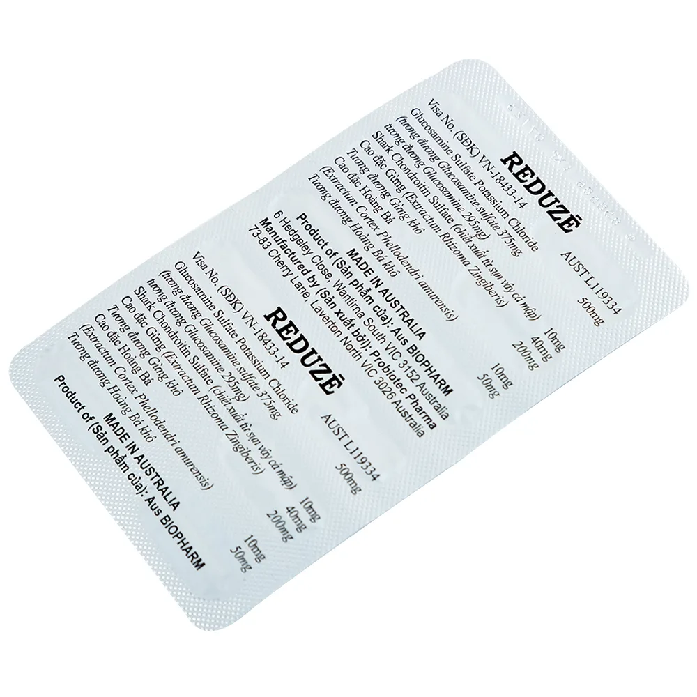 Hình ảnh Thuốc Reduze Aus Biopharm giảm viêm khớp gối nhẹ và trung bình (5 vỉ x 12 viên)