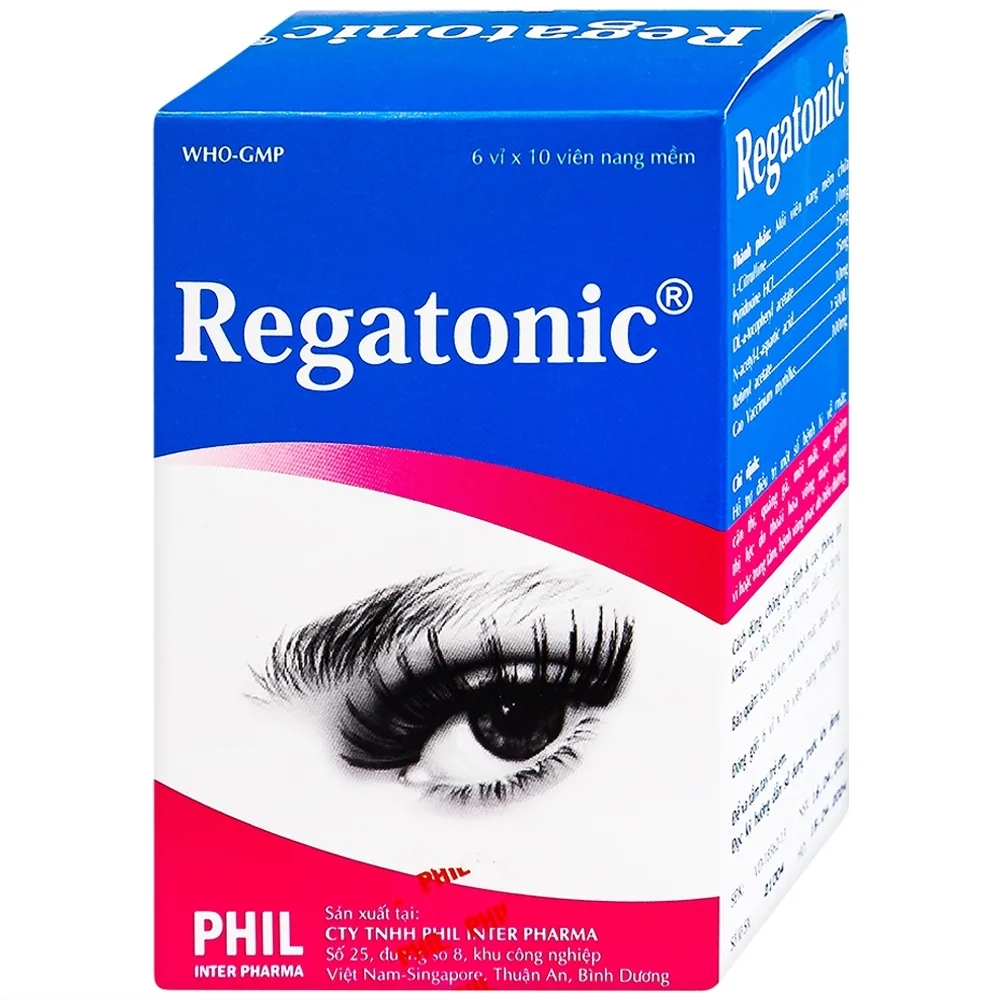 Hình ảnh Thuốc Regatonic Phil hỗ trợ điều trị bệnh lý cận thị, quáng gà, mỏi mắt, giảm thị lực (6 vỉ x 10 viên)