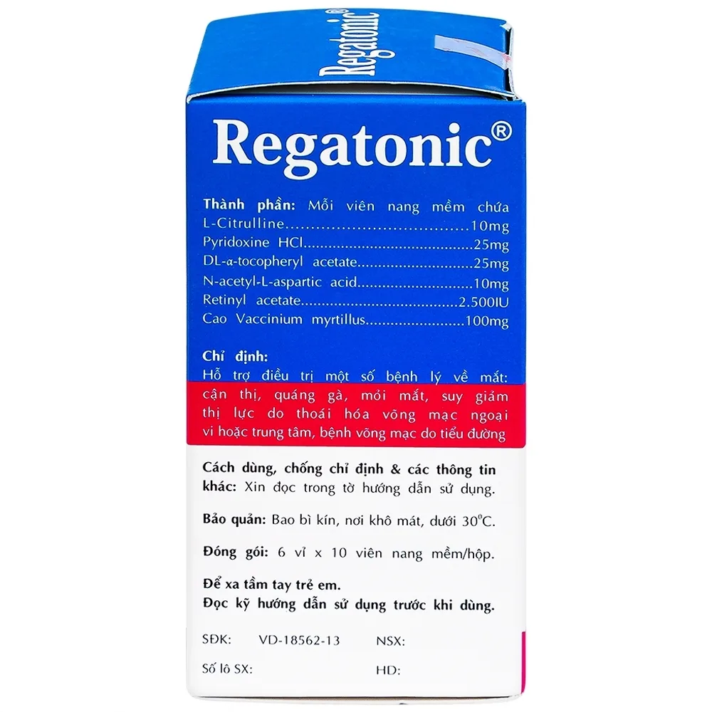 Hình ảnh Thuốc Regatonic Phil hỗ trợ điều trị bệnh lý cận thị, quáng gà, mỏi mắt, giảm thị lực (6 vỉ x 10 viên)