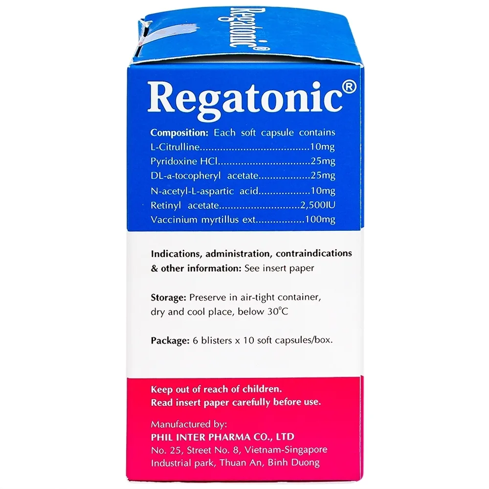 Hình ảnh Thuốc Regatonic Phil hỗ trợ điều trị bệnh lý cận thị, quáng gà, mỏi mắt, giảm thị lực (6 vỉ x 10 viên)