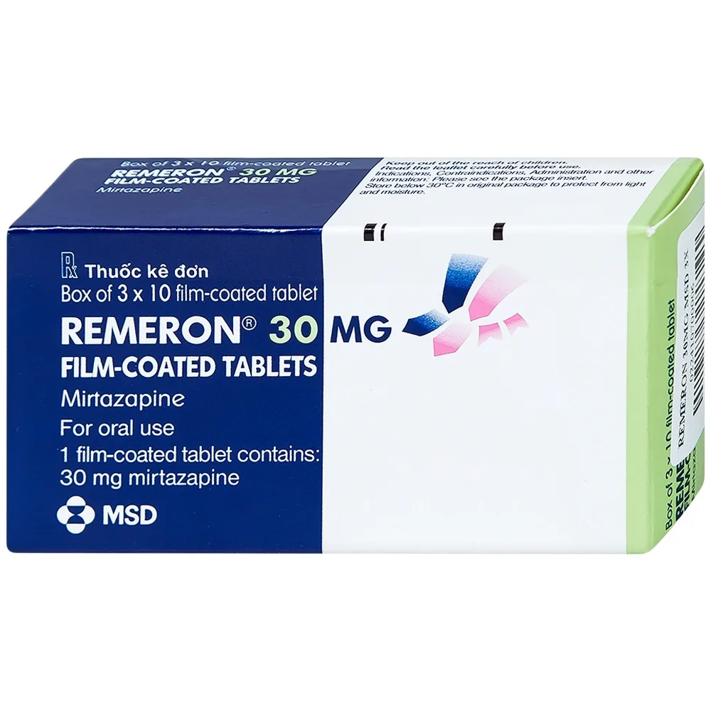 Hình ảnh Thuốc Remeron 30mg MSD điều trị các đợt của trầm cảm nặng (3 vỉ x 10 viên)