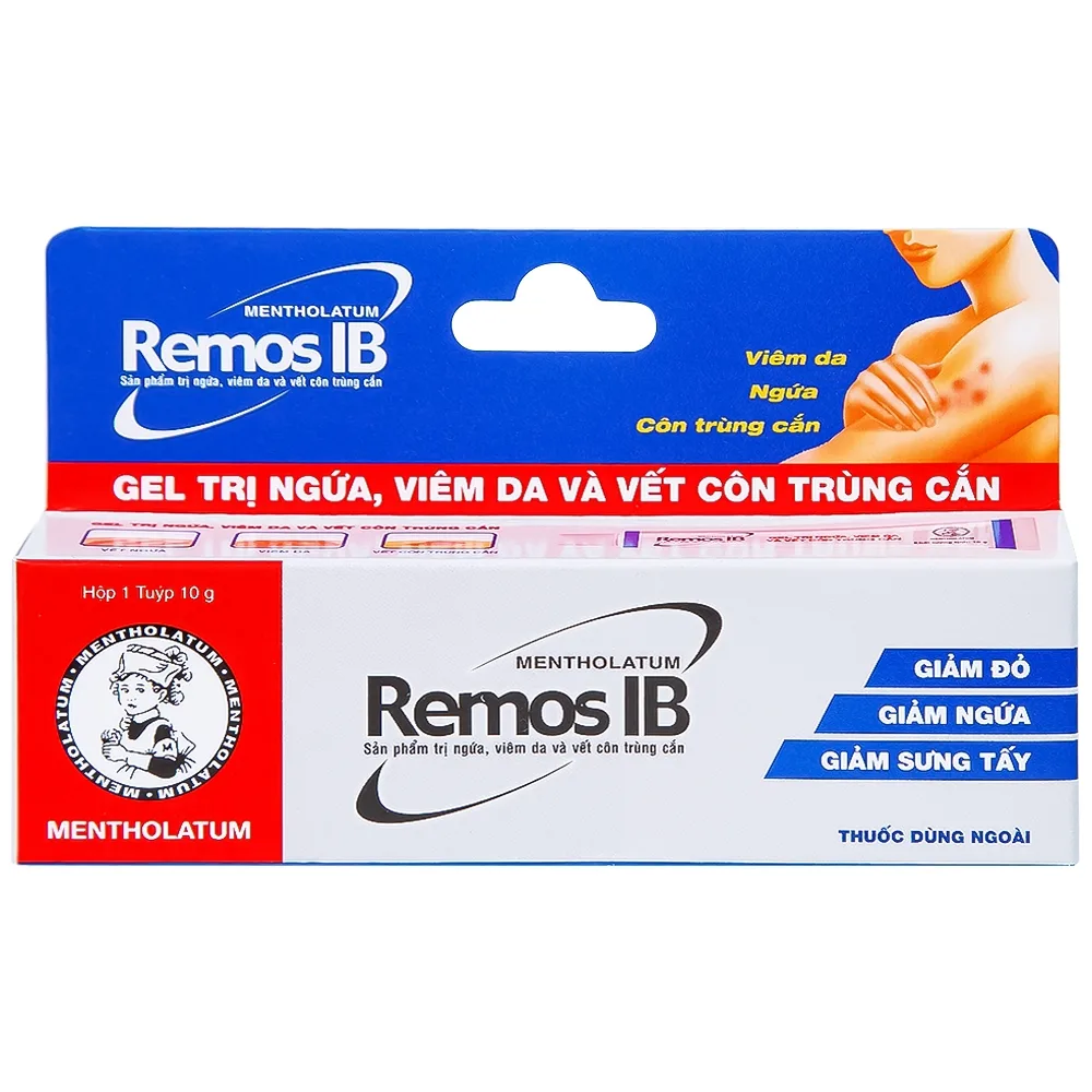 Hình ảnh Gel Remos IB trị ngứa, viêm da và vết côn trùng cắn (10g)