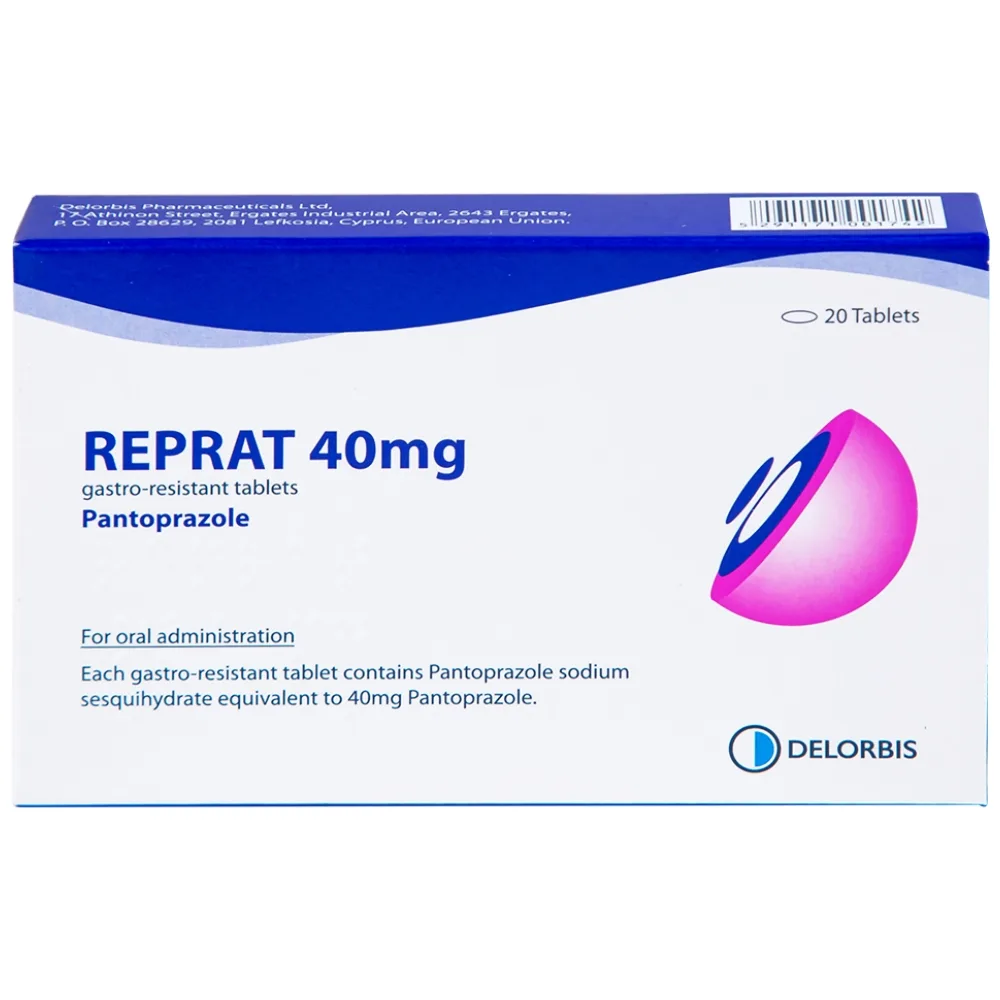 Hình ảnh Thuốc Reprat 40mg Delorbis điều trị trào ngược dạ dày, thực quản (2 vỉ x 10 viên)