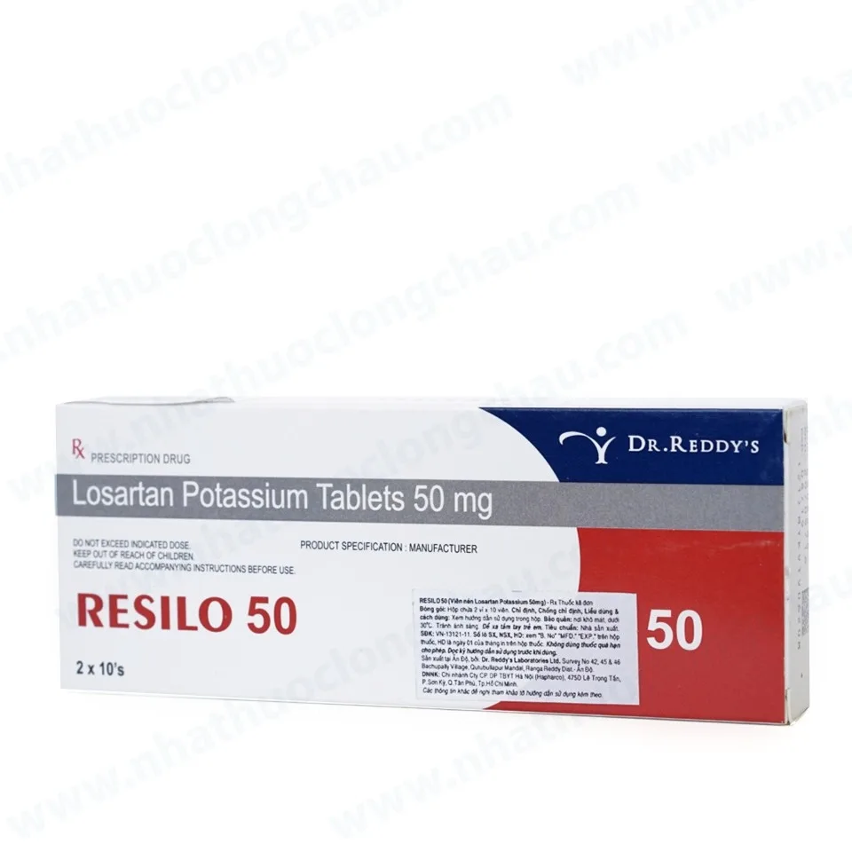 Hình ảnh Thuốc Resilo 50 Dr.Reddy's điều trị cao huyết áp (2 vỉ x 10 viên)