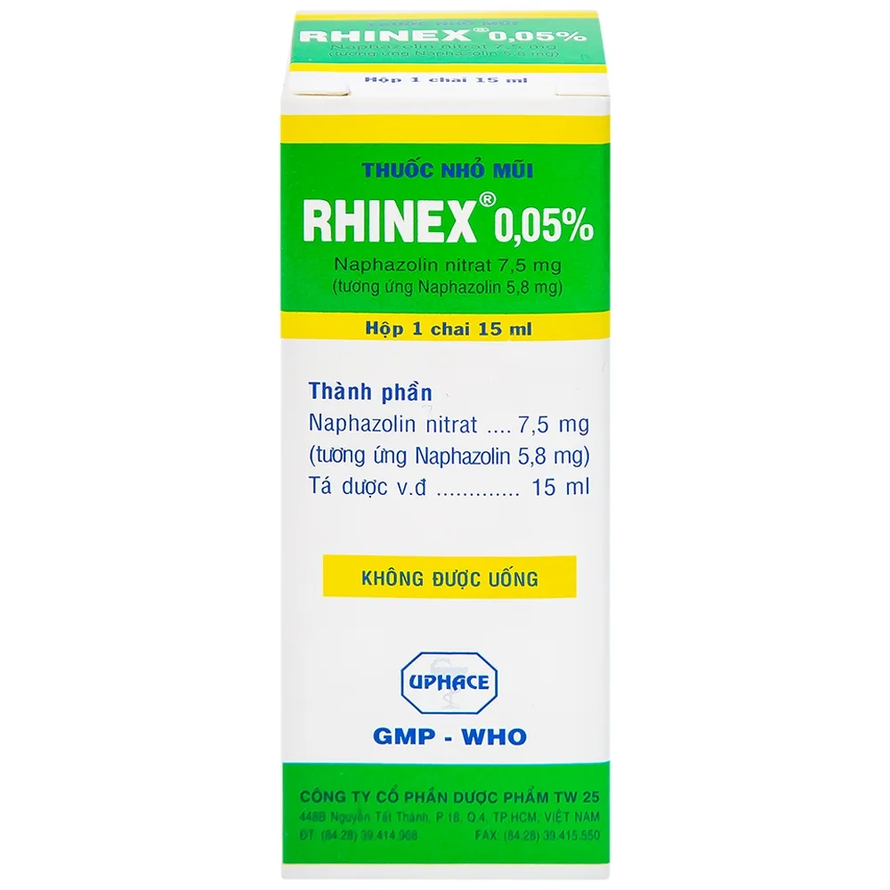 Hình ảnh Thuốc nhỏ mũi Rhinex 0.05% Uphace giảm sung huyết, viêm xoang, viêm mũi dị ứng (15ml)