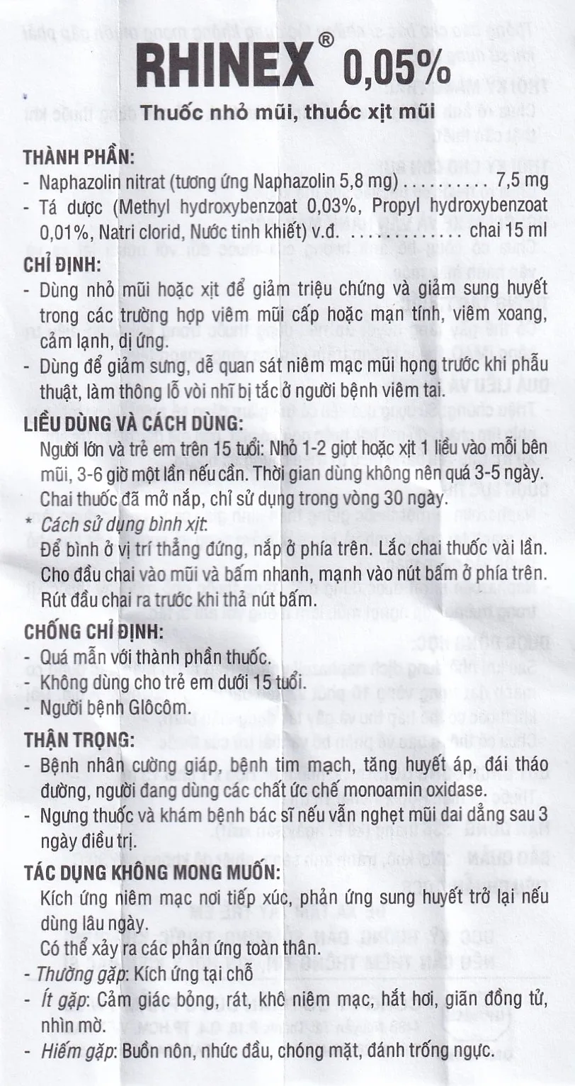 Hình ảnh Thuốc nhỏ mũi Rhinex 0.05% Uphace giảm sung huyết, viêm xoang, viêm mũi dị ứng (15ml)