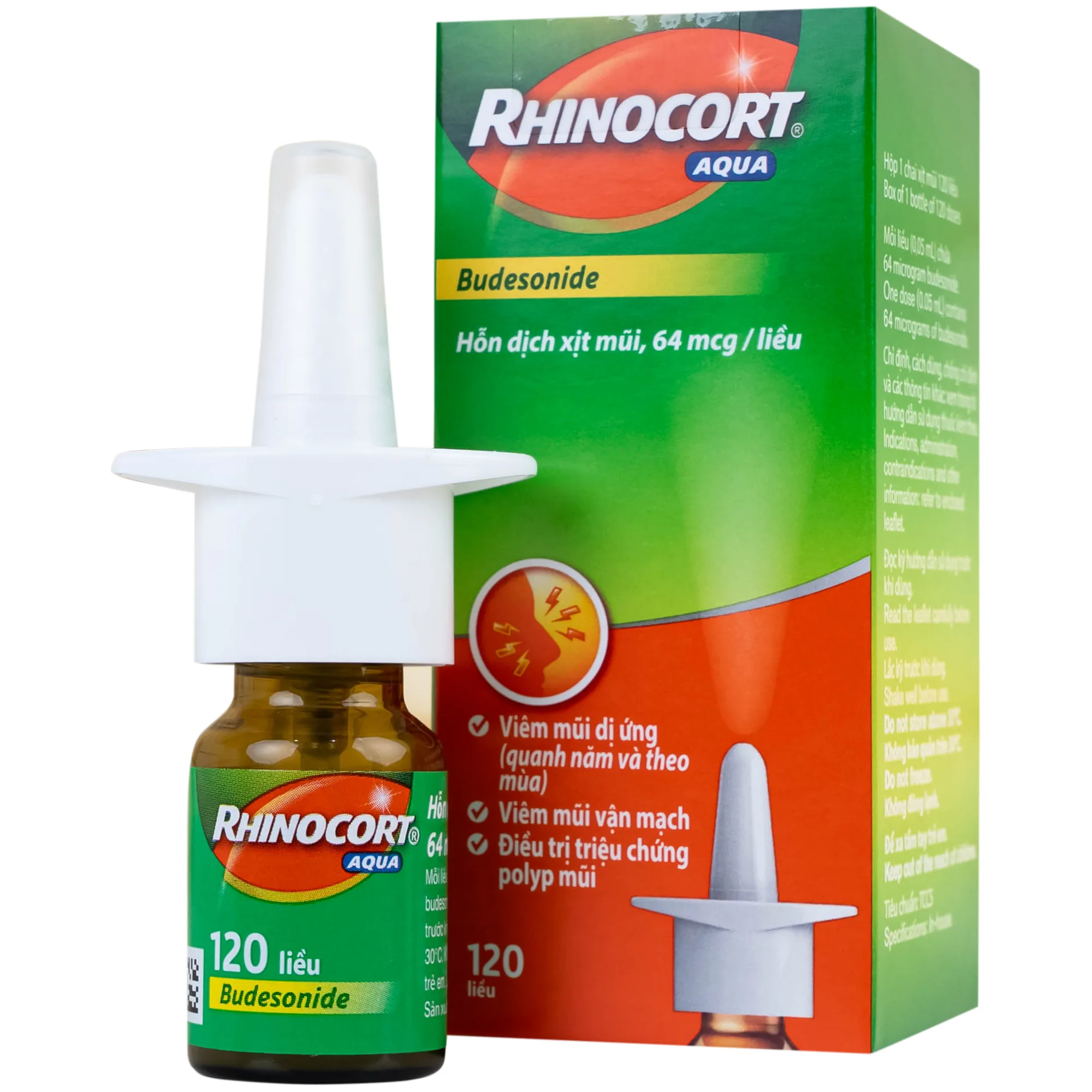 Hình ảnh Thuốc Rhinocort Aqua 64mcg McNeil điều trị trong các trường hợp viêm mũi dị ứng quanh năm và viêm mũi dị ứng theo mùa (120 liều)
